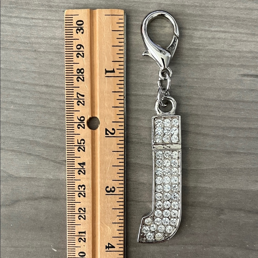 Rhinestone Initial “J” Keychain Clip